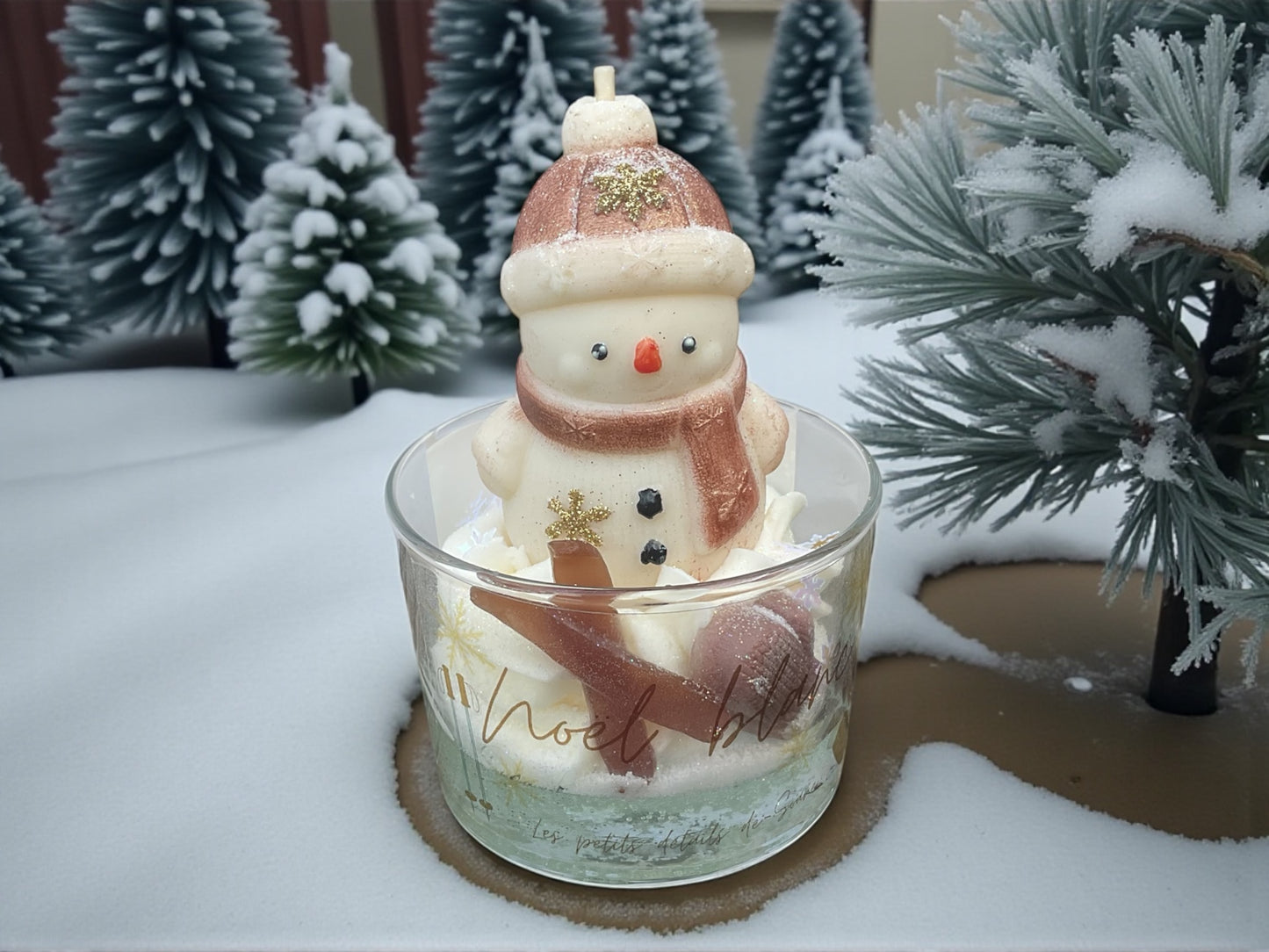 Bougie Noël blanc couleur marron