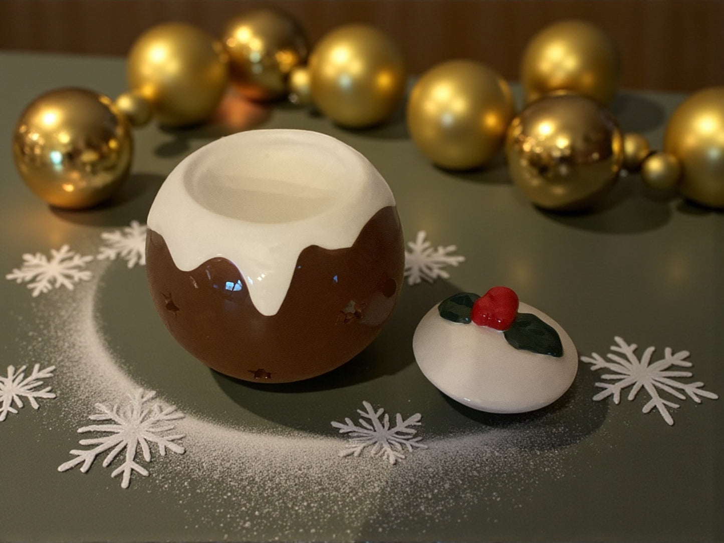 Brûle parfums boule Noël marron