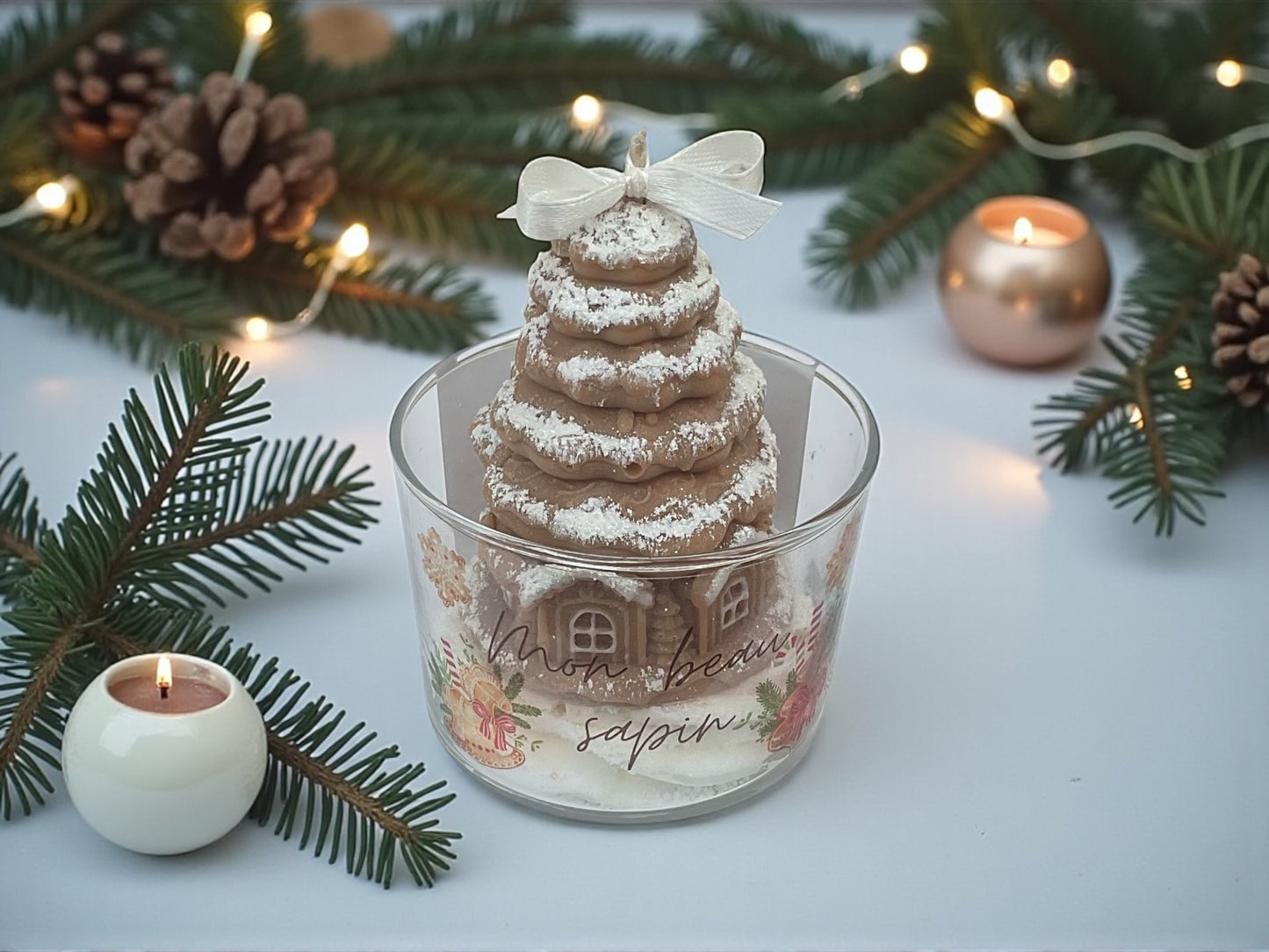 Bougie Mon beau sapin couleur marron