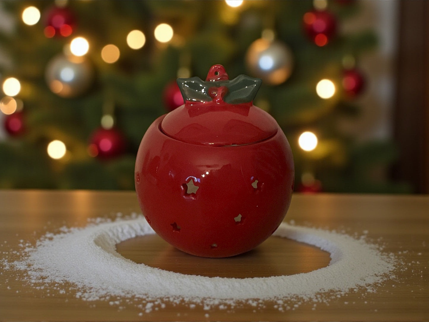 Brûle parfums boule Noël rouge